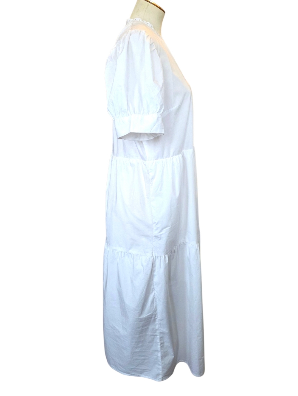 Who What Wear x Target White Tiered Dress Cotton Puff Sleeve Sundress Size L - Picture 4 of 12